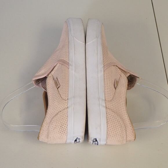 Vans Off the Wall Asher Suede Leather Perforated Slip‎ Ons Rose Pink Womens Sz 8 - Picture 7 of 10